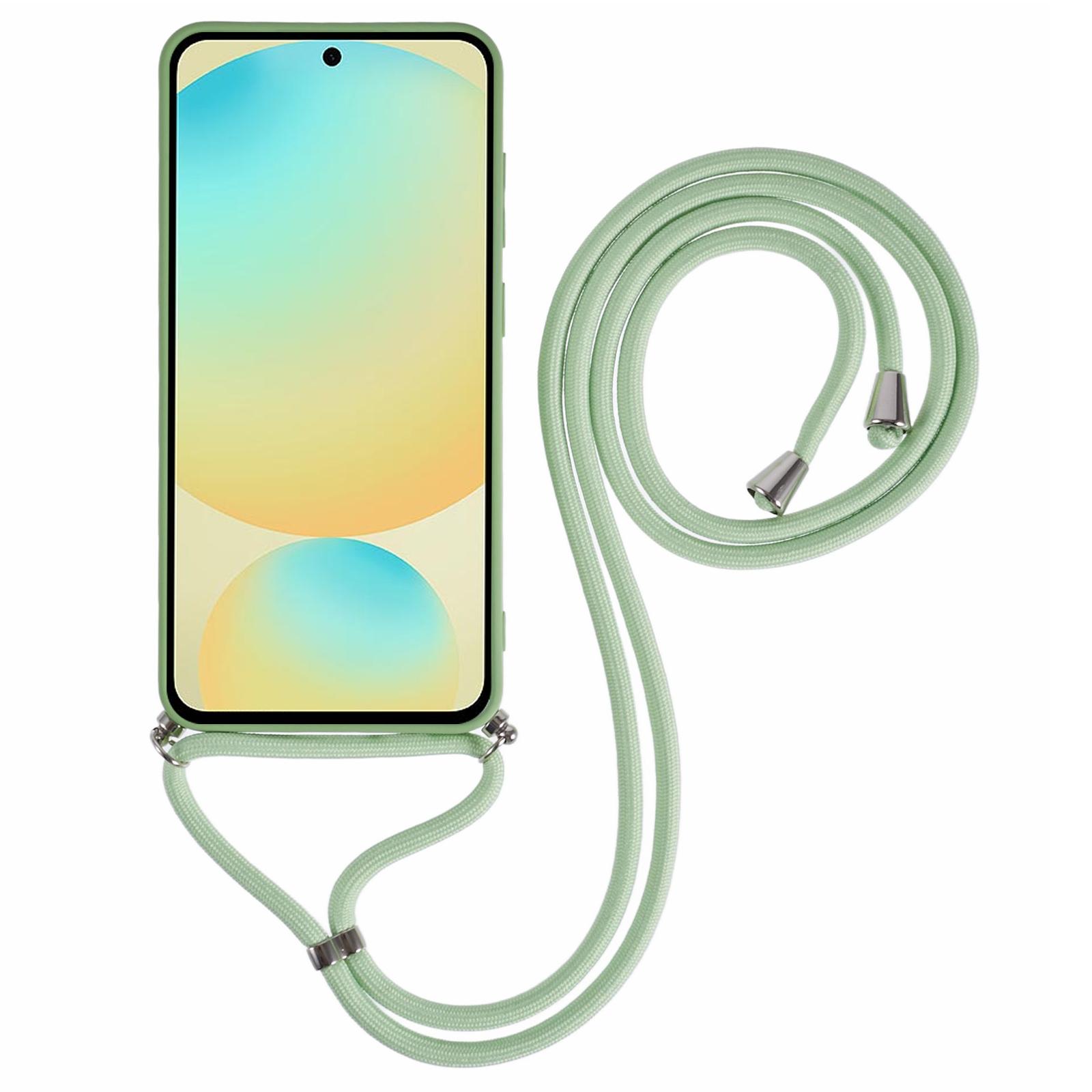 

For Samsung Galaxy S25 Crossbody Case Flexible TPU Fiber Lining Anti-Shock Phone Cover Sapphire