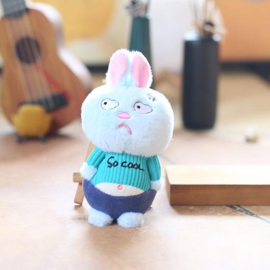 Cat Plush Pendant Keychain Cute Animal Bag Charm Soft Fluffy Pig Panda Bear Rabbit Portable Hanging Chain Decompress Toy