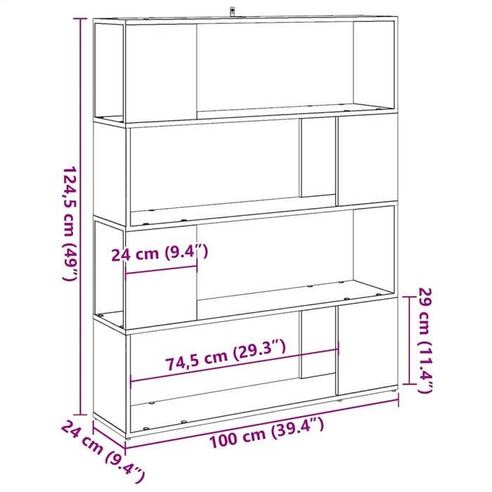 VidaXL Bibliothèque/Séparateur de pièce vieux bois 100x24x124,5 cm, séparation de pièce, cloison de pièce, armoire à livres, 856744