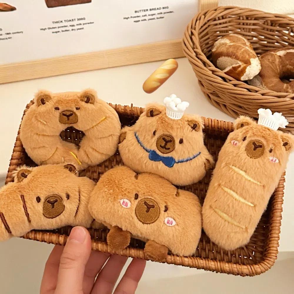 Trendy Capybara Bread Plush Keychain Foodie Theme Creative Backpack Pendants Bag Decor Soft Stuffed Doll Key Chain Party Favors