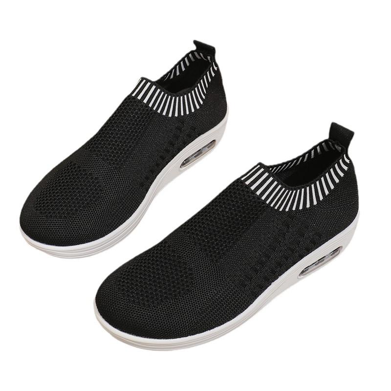 Spring and Autumn Footwear Large Size Shallow-mouth Flying Woven Round Head and Thick-soled Casual Single Shoes Women's Shoes