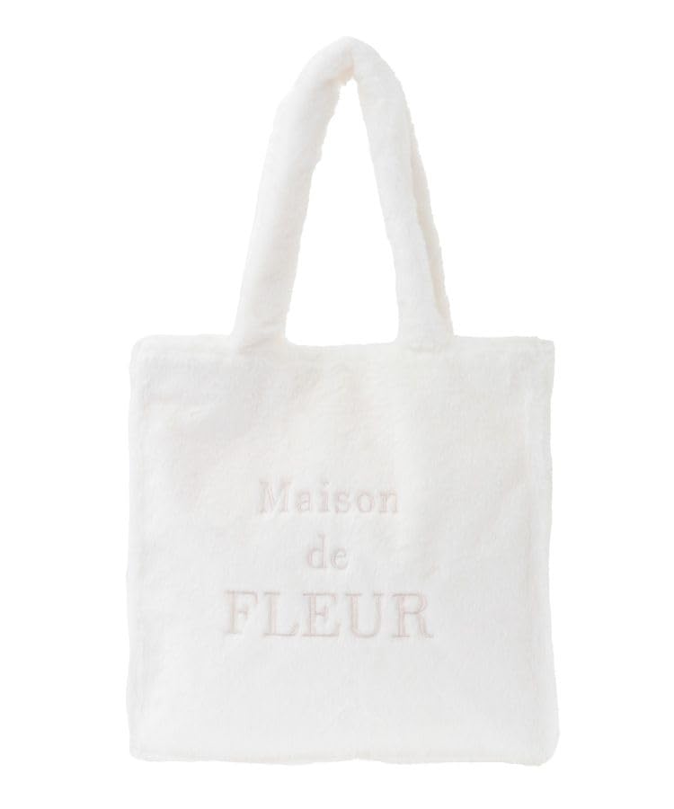 Сумка-тоут Maison de Fleur, Квадратная сумка-тоут с вышитым логотипом бренда из меха, Женская, 08000970100, Слоновая кость
