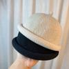 with Short Brim Knitted Hat Solid Color Landlord Hats Fashion Knitted Melon Skin Hats  Winter