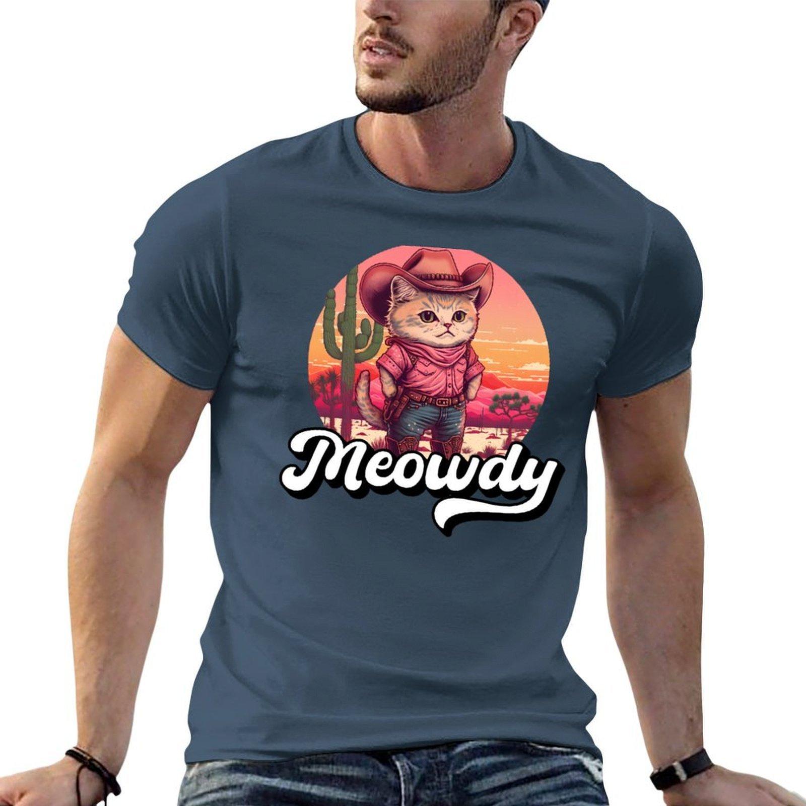 Cowboy Cat Meowdy Tshirt Gym Exercise Short Sleeve Tshirt S