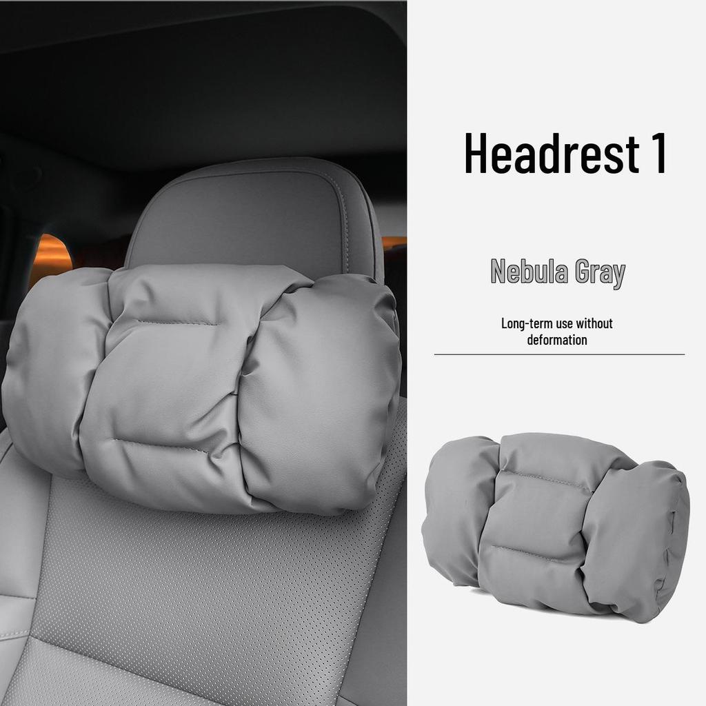 Neues Luxus Auto Kopfstützen- & Lendenwirbelstützkissen - Fleckenresistentes Leder, Fortschrittliche Nackenstütze & Baumwollpolster