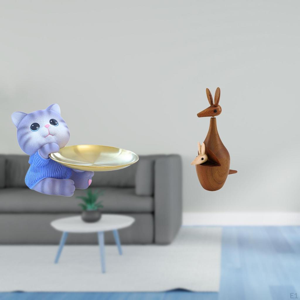 Modern Cat Resin Sculpture Tray for Dining Table Cabinet Shelf Jewelry Snacks Bedroom Bookshelf