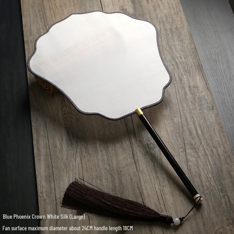 Vintage Silk Hand-Painted Gongbi Fan - Classic Chinese Round Palace Design