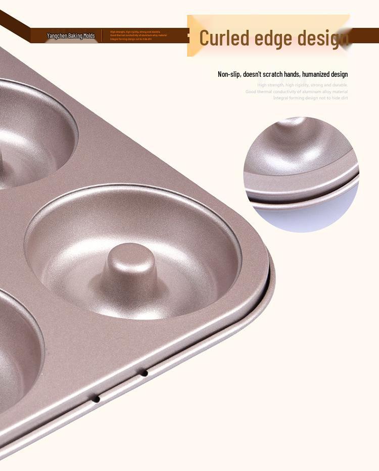 Yangchen Non-Stick 6-Cavity Round Donut and Bread Mold