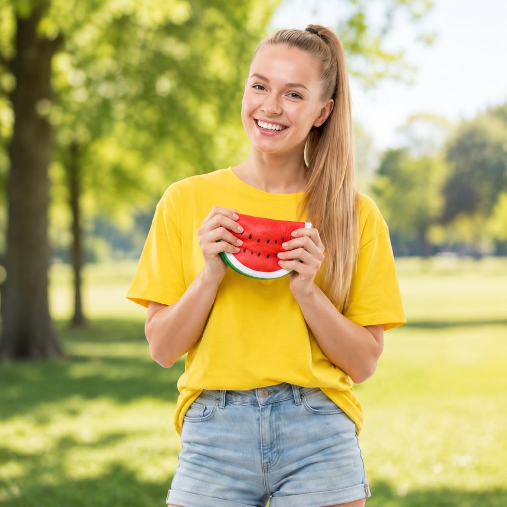 Simulated Watermelon Slice Squeeze Toy Soft Slow Rising Stress Relief Toy for Hand Exercise and Relaxation