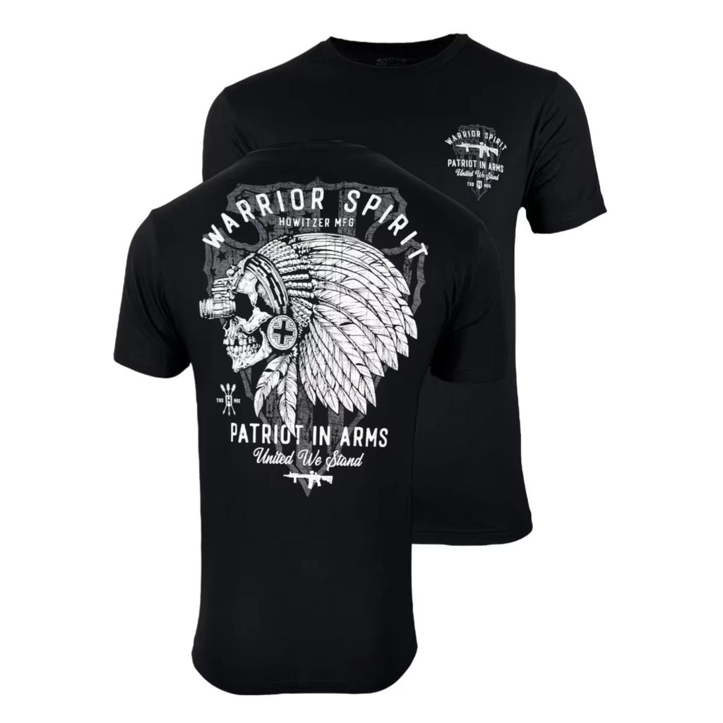 Unisex Graphic T Shirt Howitzer Mfg Warrior Spirit Indian Headdress Skull With Night Vision Gear Double Side Print