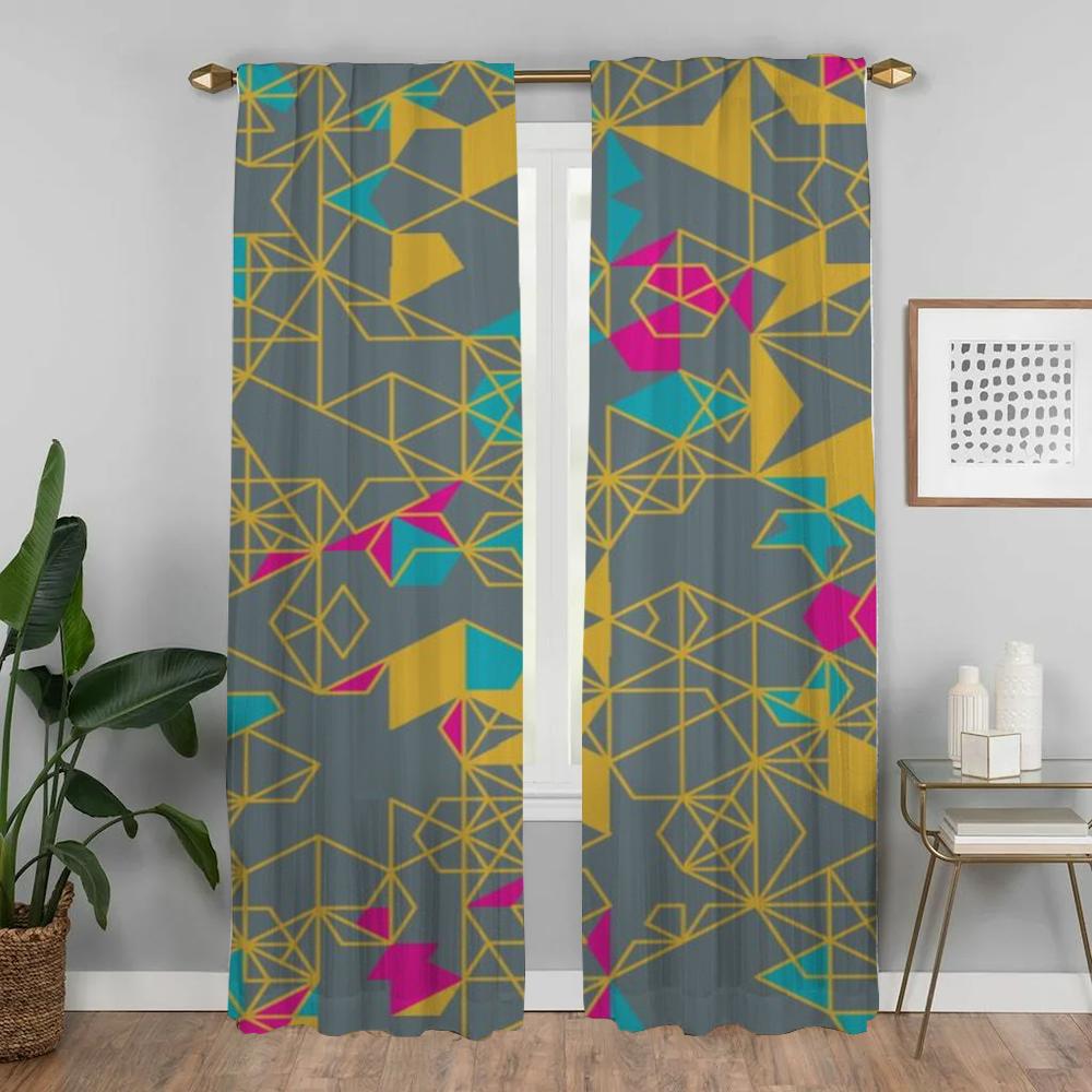 Modern Living Room Curtains for Camera Painted Design Window Curtain for Room 2 Panel Shades Home Interior Curtains Partition