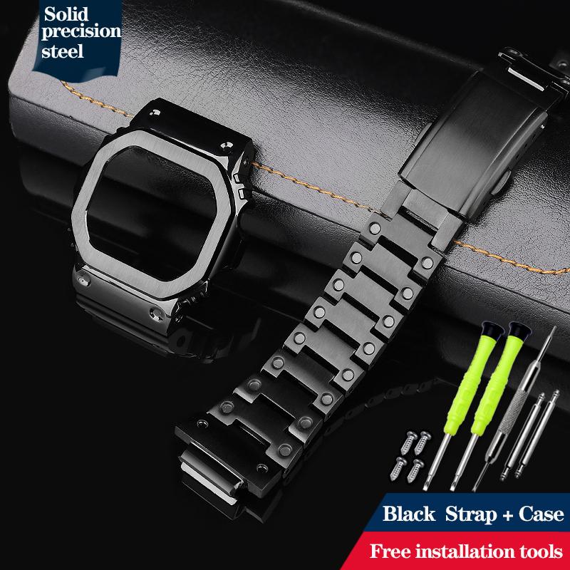 Boîtier et bracelet en acier inoxydable modifié de haute qualité pour Casio DW-5600 DW5600/5610 GW-B5600 GWM5610 Set Bracelet de montre en métal Lunette Outils