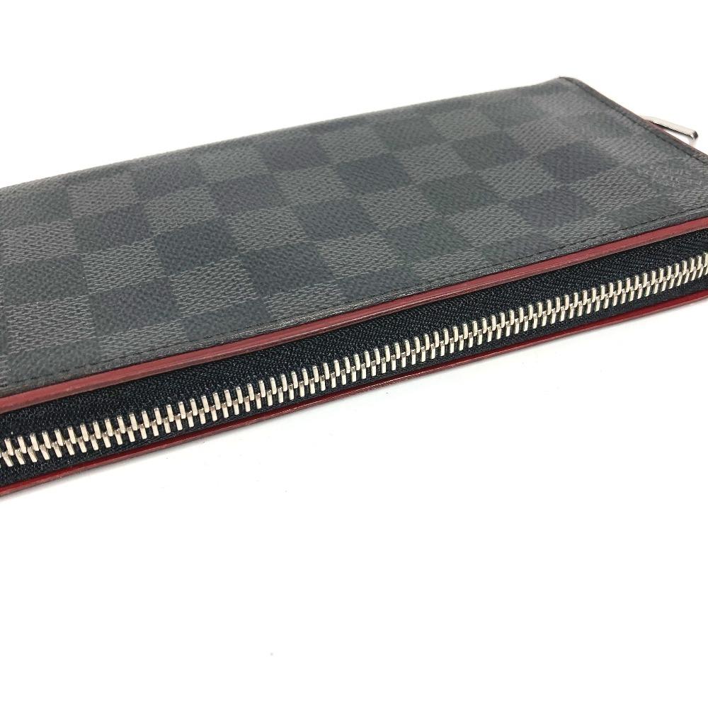 Louis Vuitton N63304 Damier Graphite Zippy Wallet Zip Around Wallet Black/Red