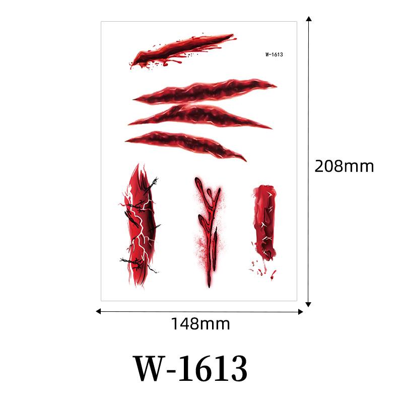 1 Sheets Halloween Scar Tattoos Stickers Temporary Bloodstain Wound Costume Festival Celebration Make Up Arm Face Tattoo
