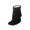 Frosted tassel short boots Western wind tube short boots Winter women's boots Large size women's shoes -