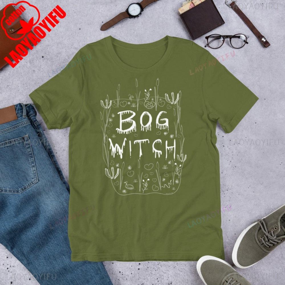 Bog Witch Dark Academia Tshirt Folk Art Witchy Birthday Shirt Gothic Weirdcore Dark Cottagecore Men Women Tops Summer Cotton Tee