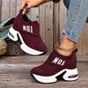 Alphabet Plus Size Wedge Sneakers 2025 Fall New Velcro Platform Casual Shoes