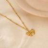 European and American French Light Luxury Plated 18k Gold Stainless Steel Fritillary Bow Pendant Necklace Women's Bead Chain Jewelry