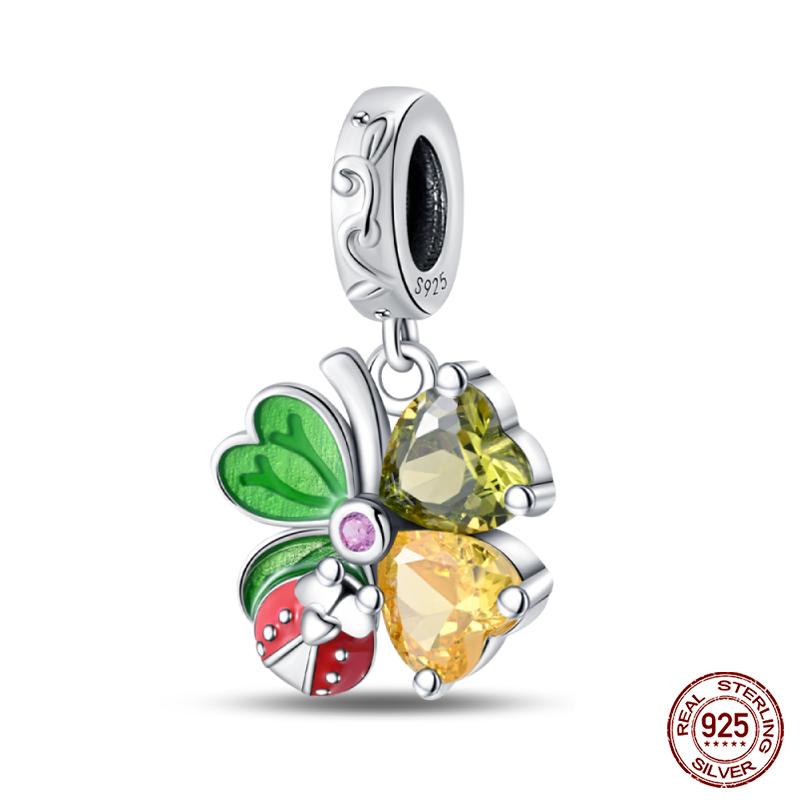 New 100% Copper Nightglow Butterfly Heart-Shaped Gem Charms Bead Fit Qikaola Original Bracelet Diy Birthday Jewelry