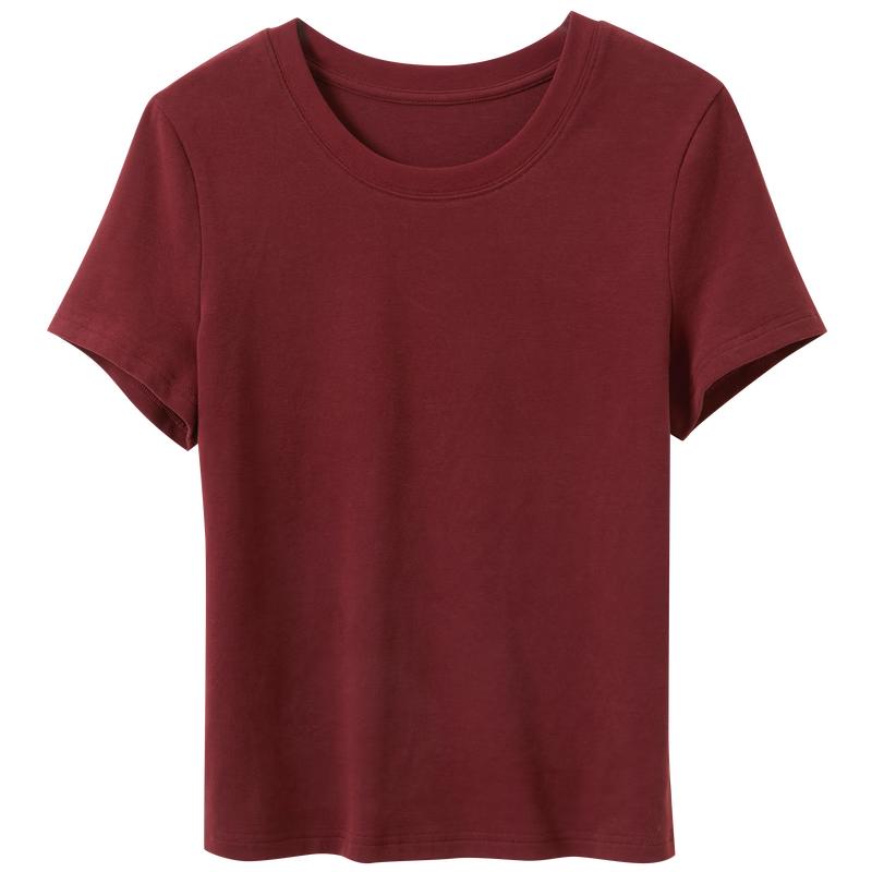 Sancai Women's Solid Round Neck Short Sleeve T-Shirt