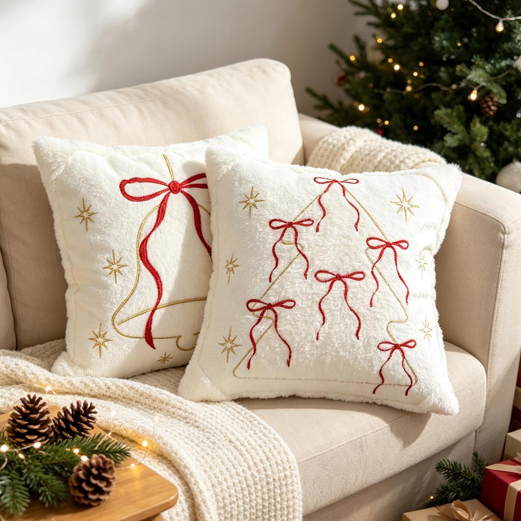 Christmas Tree Pillow Covers, Xmas Decorative Cushion Cases, Holiday Sofa Throw Pillow Cases, 40x40 Cm, 2 Pack