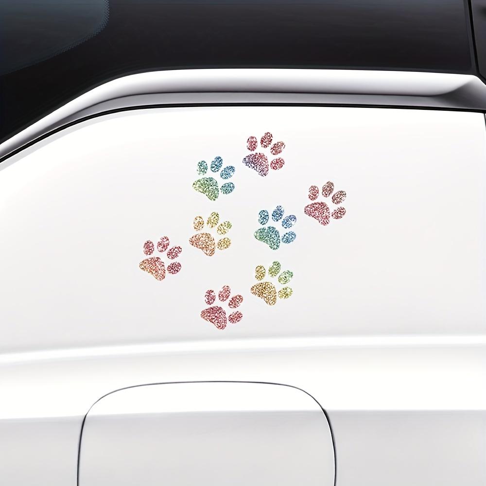 8pcs Sparkling Paw Print Car Stickers Reflective Vinyl Decals for Cars, Motorcycles & Laptops, Multi-Color Glitter Animal Theme, Self-Adhesive