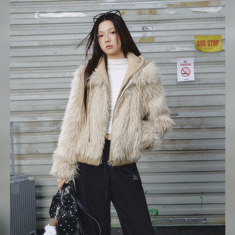 UNIFREE Women's Korean Style Faux Two-Piece Hooded Padded Jacket