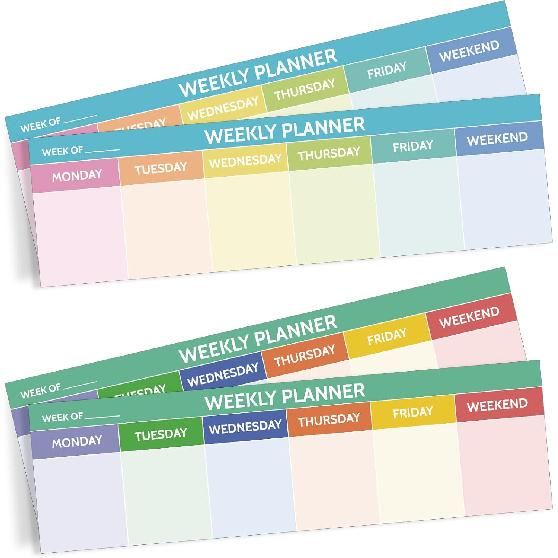 200 Sheets Horizontal Weekly Planner Sticky Notepad 2.8 x 9.5 Inch Adhesive Weekly Schedule Pad to Do List Notepad Weekly Calendar Pad for Planner