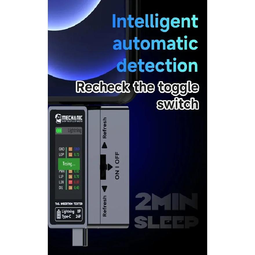 Mechanic T-824 No Disassembly Required Mobile Phone Tail Insertion Detector Digital Display Current Power Check Independent Pin