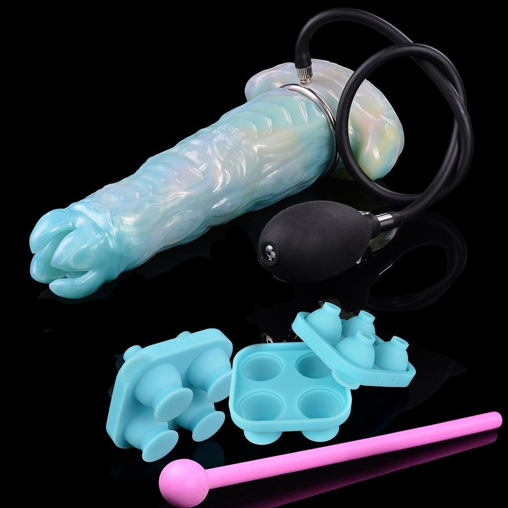 ELKKOST Blue Pneumatic Ovipositor with Silicone Balls Fantasy Hollow Dildo Anal Plug Adult Sex Toys for Women G Spot Stimulate