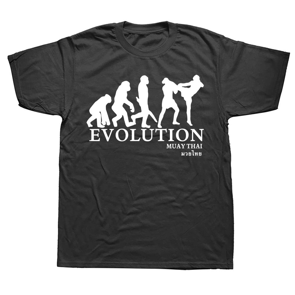 Funny Muay Thai Boxinger Evolution T Shirts Graphic Cotton Streetwear Short Sleeve Harajuku Martialer Art T-shirt