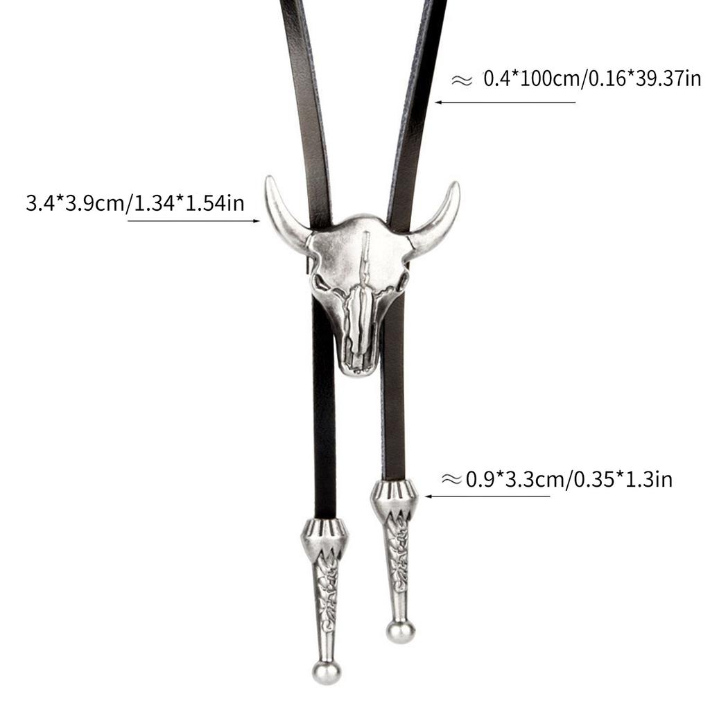 Vintage Western Cowboy Bolo Krawatte Kuhkopf Krawatte Punk Halskette Kostümzubehör Amerikanische Bola Krawatte Western