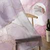Watercolor Pink Marble Sheer Curtains For Living Room Modern Bedroom Tulle Curtains Window Drapes Decor