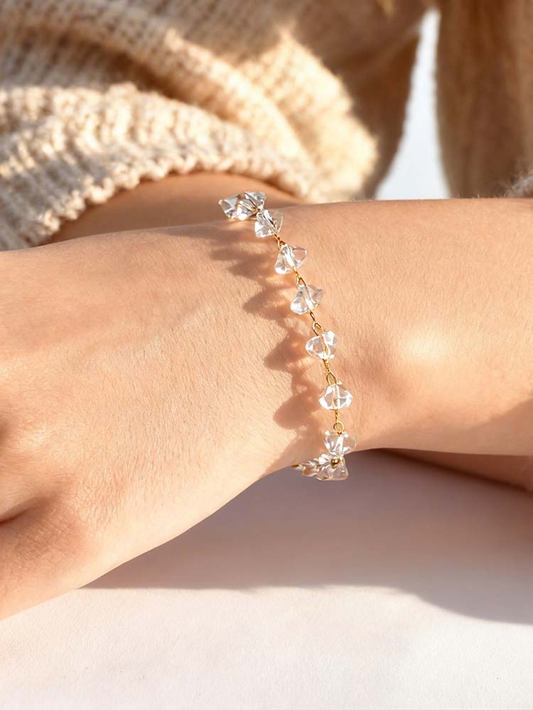 Irregular Transparent Crystal Bead Anklet, Stainless Steel Anklet, Waterproof Foot Jewelry for Women, Summer Beach Boho Jewelry