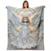Elegant Angel Print Throw Blanket for Sofa, Bed, Office Nap, Travel, and Ideal Decorative Gift for Family and Friends