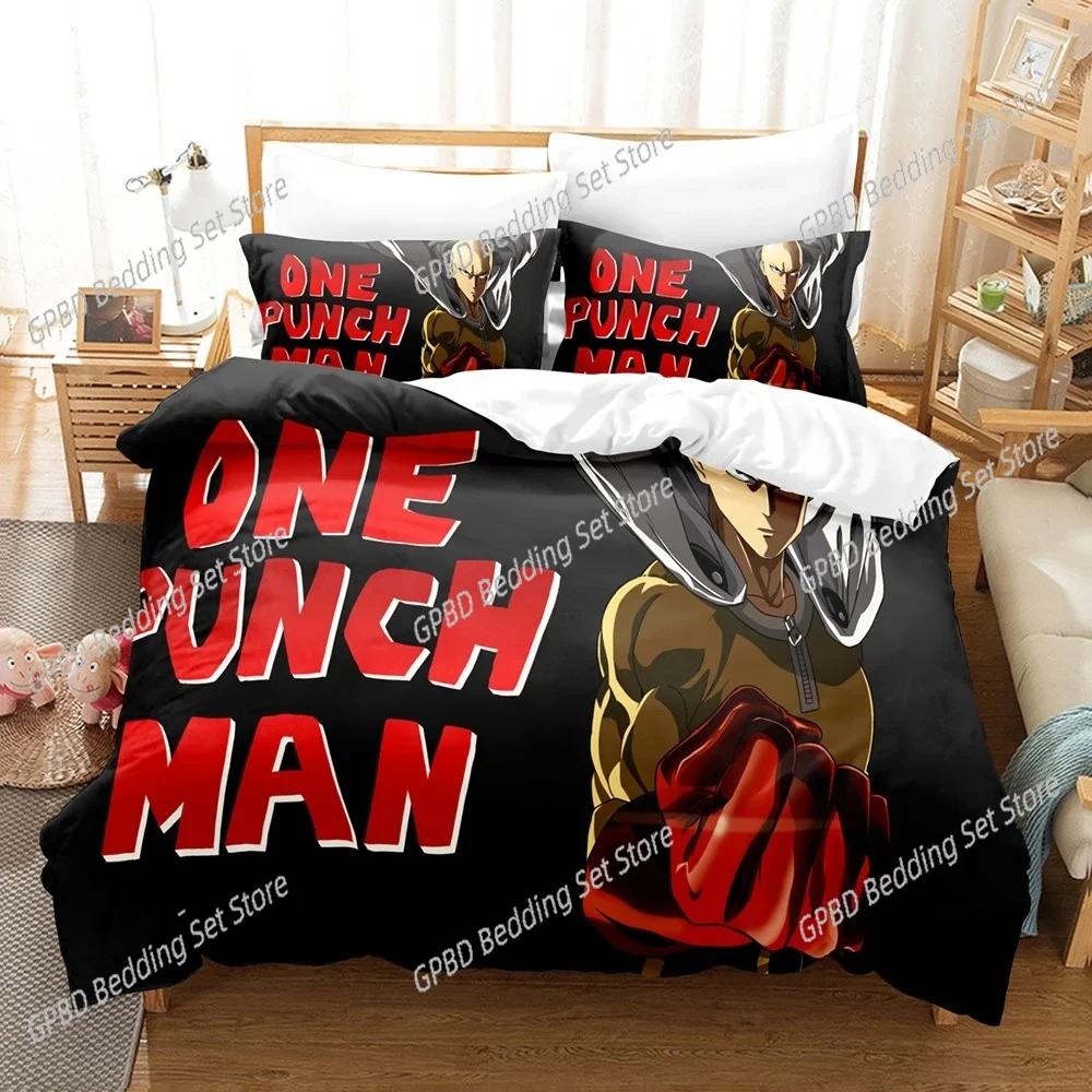 Anime One-Punch Man Saitama Comfortable Duvet Quilt Cover Pillowcase Bedding Set Children Bedroom Decoration Home Textile