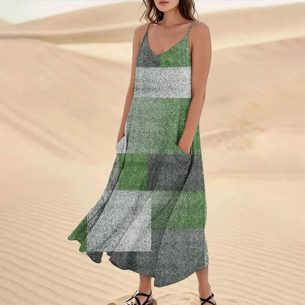 Dámské letní šaty Ležérní volné dlouhé plážové prázdninové šaty