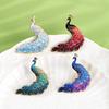 Brooch Pin Gradient Color UV Printing Peacock Shape Zinc Alloy Pin Suits Coats Sweaters Badge Versatile Accessories