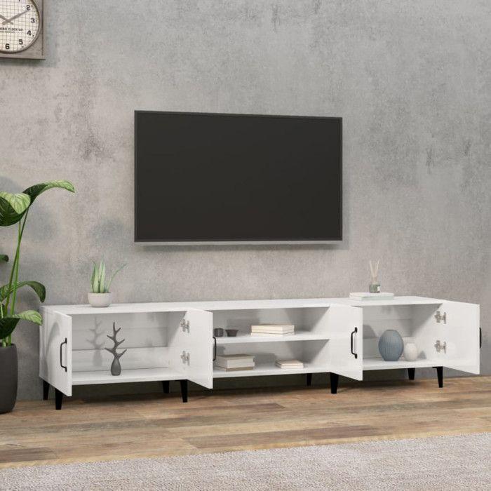 VidaXL Meuble TV blanc brillant 180x31,5x40 cm bois d'ingénierie 816266