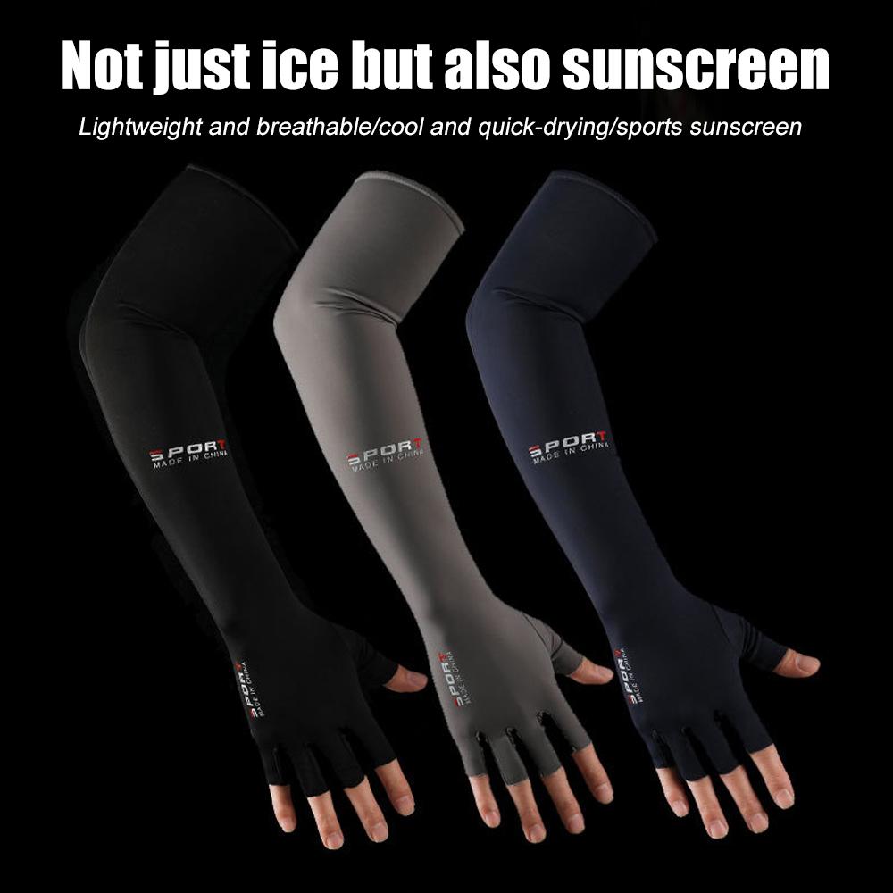 1 Paar Armmanschetten aus Eisseide für Herren, Sommer, verlängerte Fahrradmanschette, Camouflage, rutschfest, coole Halbfinger-Sonnenschutzhandschuhe für Damen