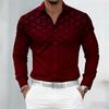 10 Colors of Men's Shirts, Fashionable Geometric Pattern Print Long Sleeve Shirts, Personalized Trendy Slim Lapel Casual Shirts