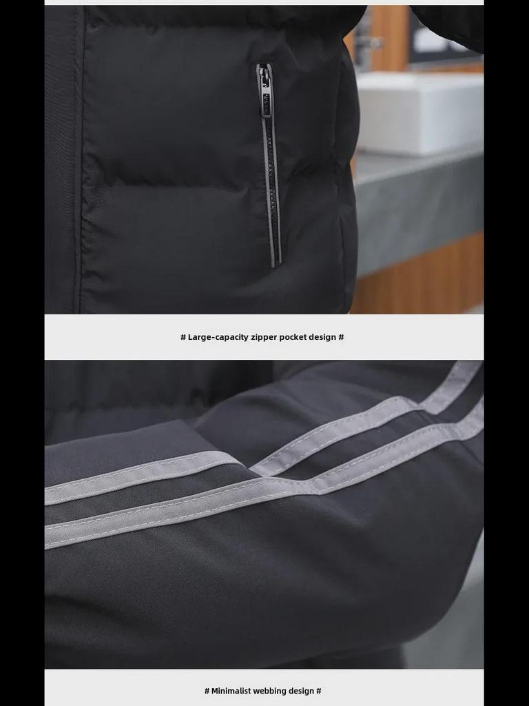 Men's Winter Hooded Cotton-Padded Jacket - Thick, Warm, and Casual Velvet Design.