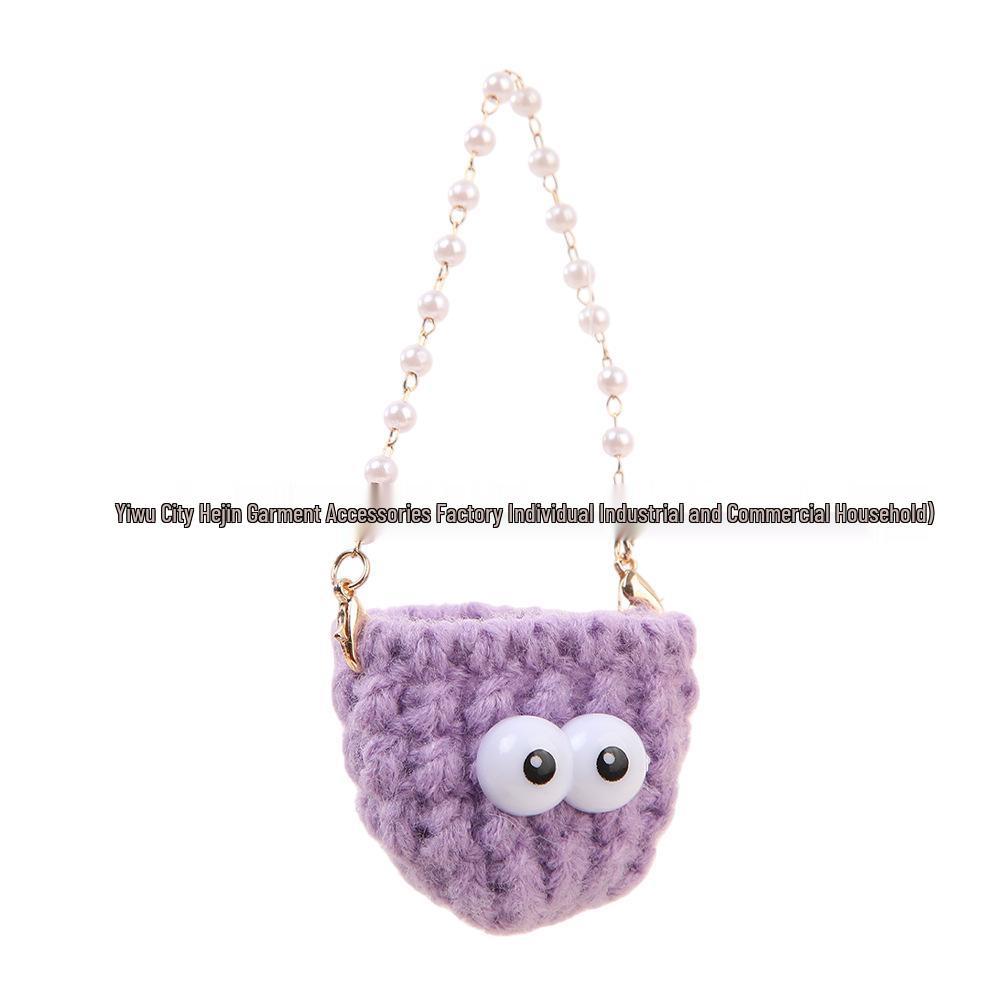 Mini Candy Color Yarn Bag Pendant with Cartoon Doll