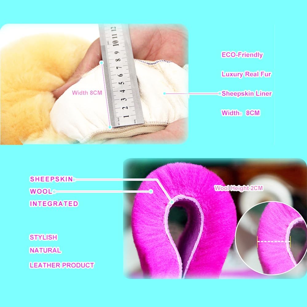 Fluffy Wool Sheepskin Fuzzy Black Car Steering Wheel Cover For Universal Auto Steering Wheel 14 1/2-15 1/2Inch, Anti-Slip, Soft Plush, Comforting And