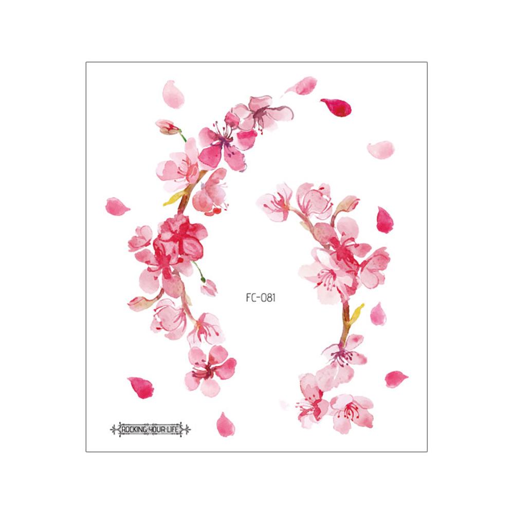 Waterproof Cherry Blossom Tattoo Sticker - Elegant Small Fresh Flower Design for Arm or Collarbone