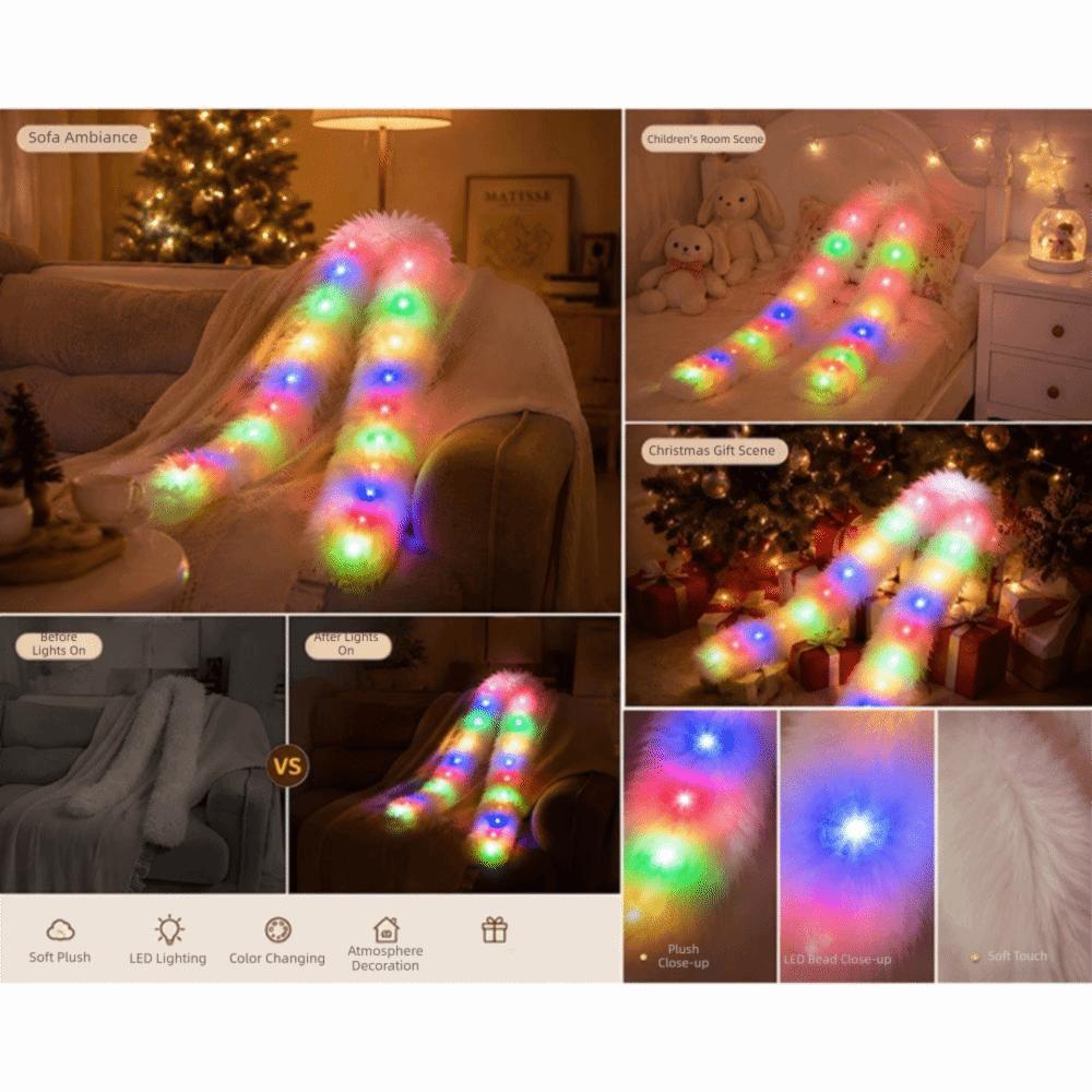 Light Up Luminous Glowing Scarf Fluffy Winter Plush Scarf Shining Christmas Decoration Dance