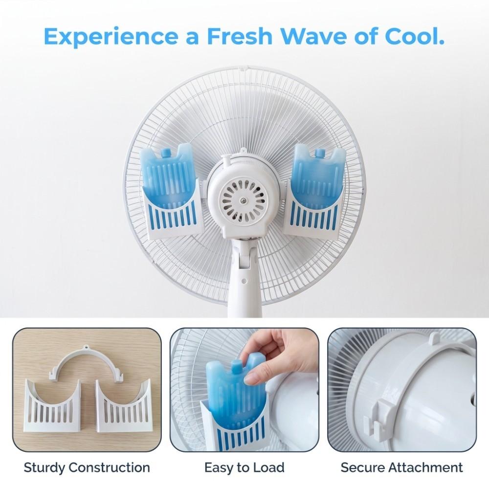 1 Set Reusable Fan Mounted Ice Pack Holder Ice Cups Floor Fan Ice Bag Slot Bathroom