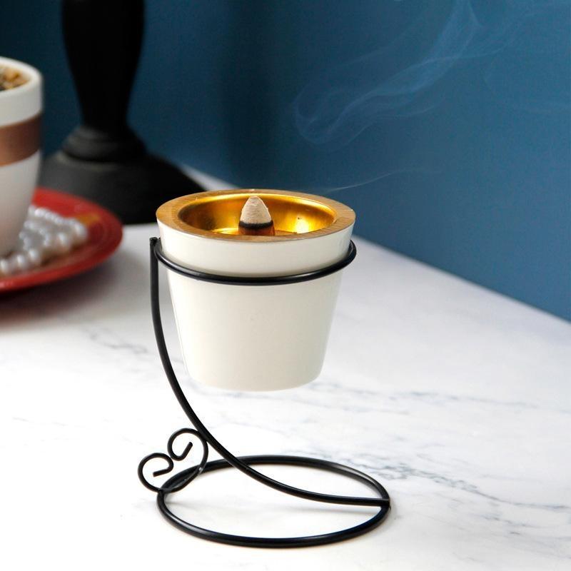 Keramik-Räuchergefäß, modernes goldenes Räuchergefäß