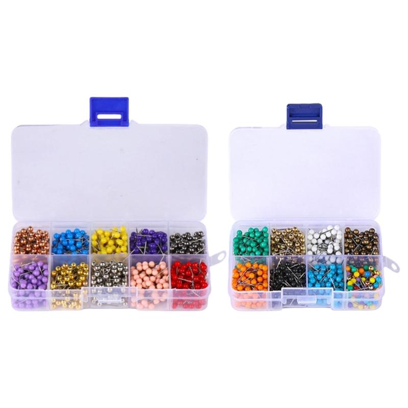 1800/510Pcs Ball-shape Push Pin Map Pins Cork Board Tacks Multicolored Quilting Positioning Pin for Sewing Dressmaking