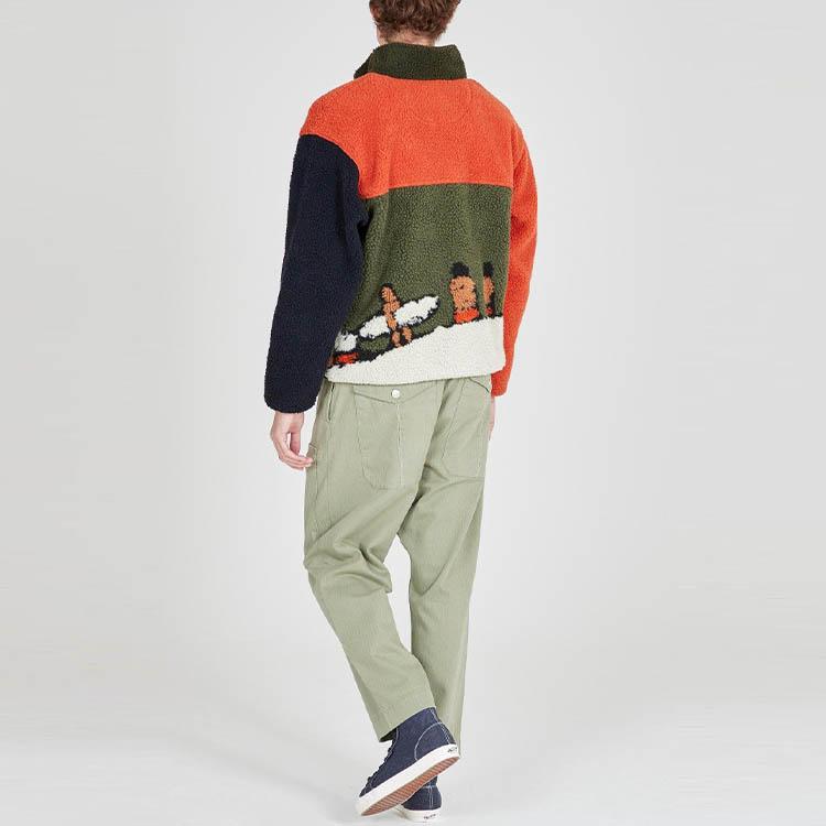 Vans X Nigel Cabourn Collaboration Vintage Sports Stand Collar Color Block Half Button Fleece Warm Jacket Men Jacket VN0A4VLU98O